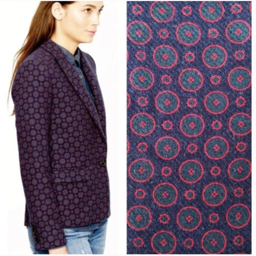 J. Crew Collection Blue Fall 2013 Schoolboy Jacket Wool Tweed Blazer 4 - Picture 12 of 15
